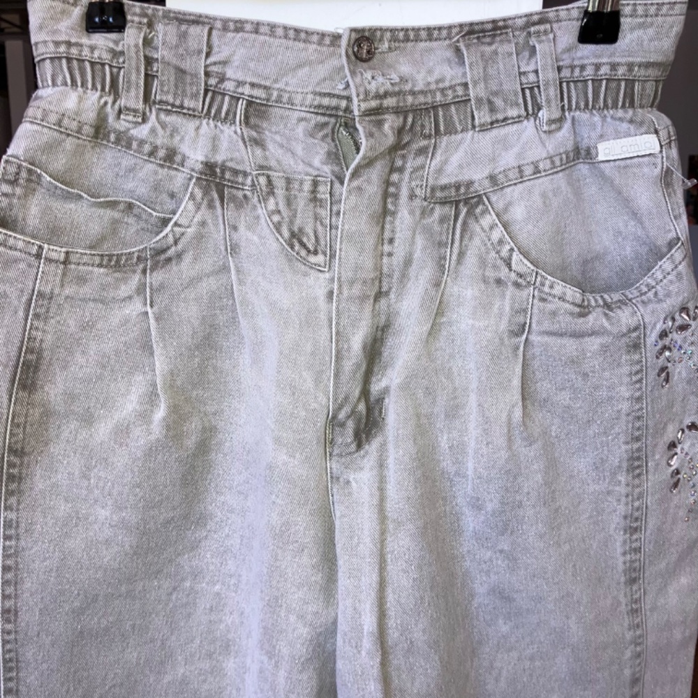 Vintage light gray paper bag waist denim - Picture 2 of 7